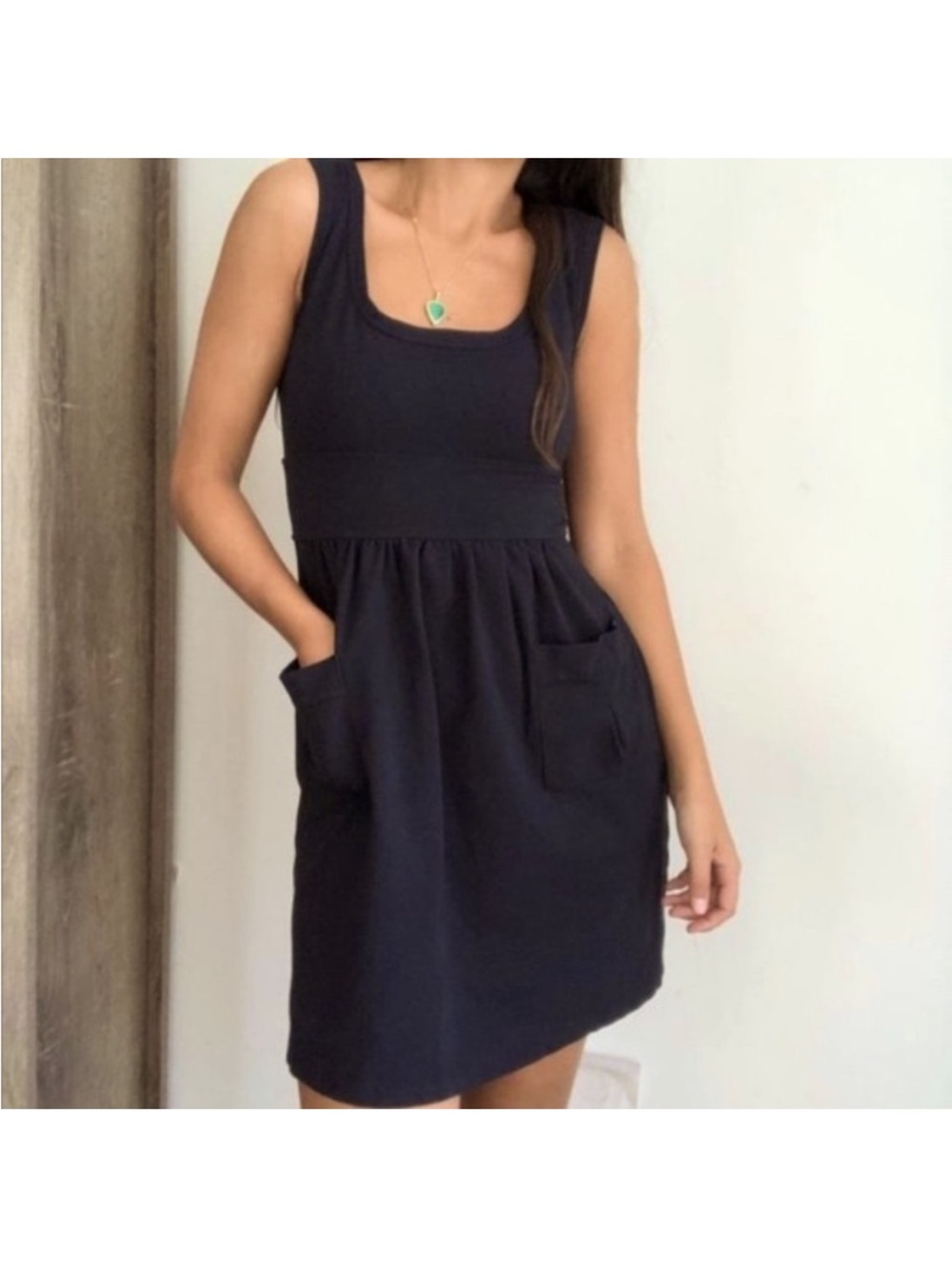 Diane Von Furstenberg Sleeveless Black Mini Dress with Front Pockets